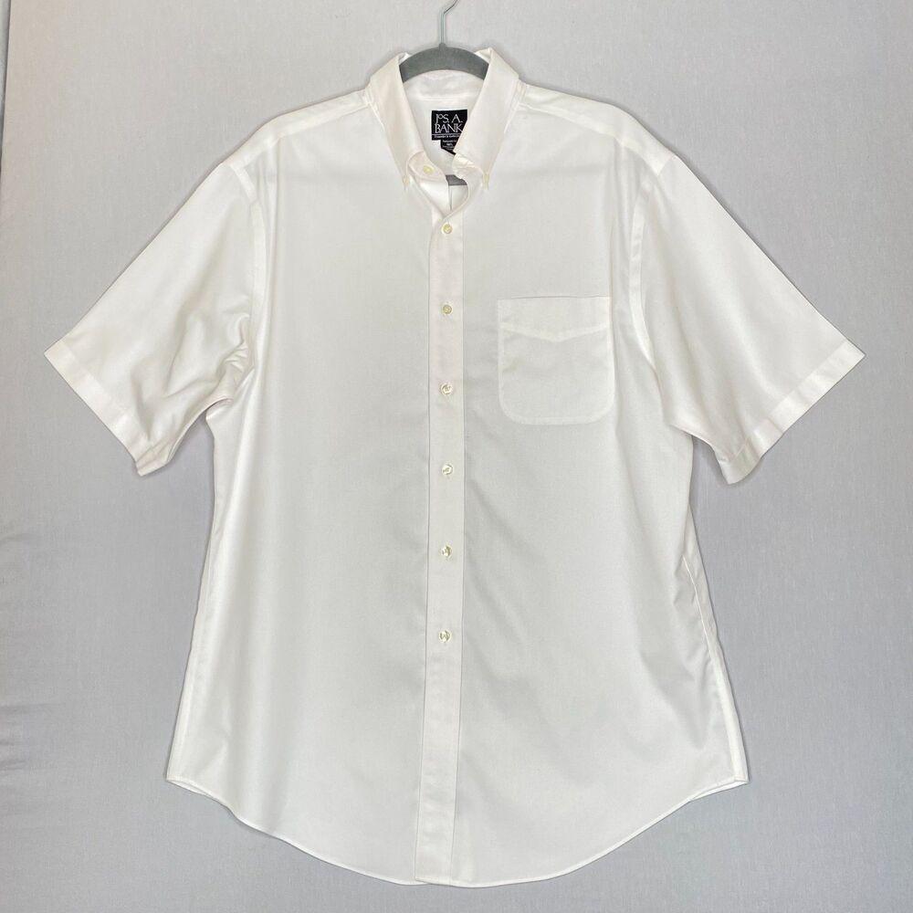 💎Jos A Bank Travelers Collection Snow White Shirt Mens Tailored Fit 16 1/2